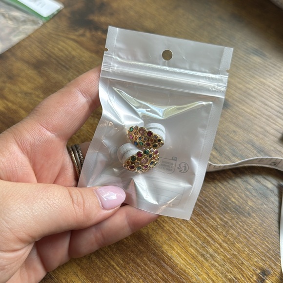 Multicolor Gemstone Gold Earrings - Picture 9 of 9